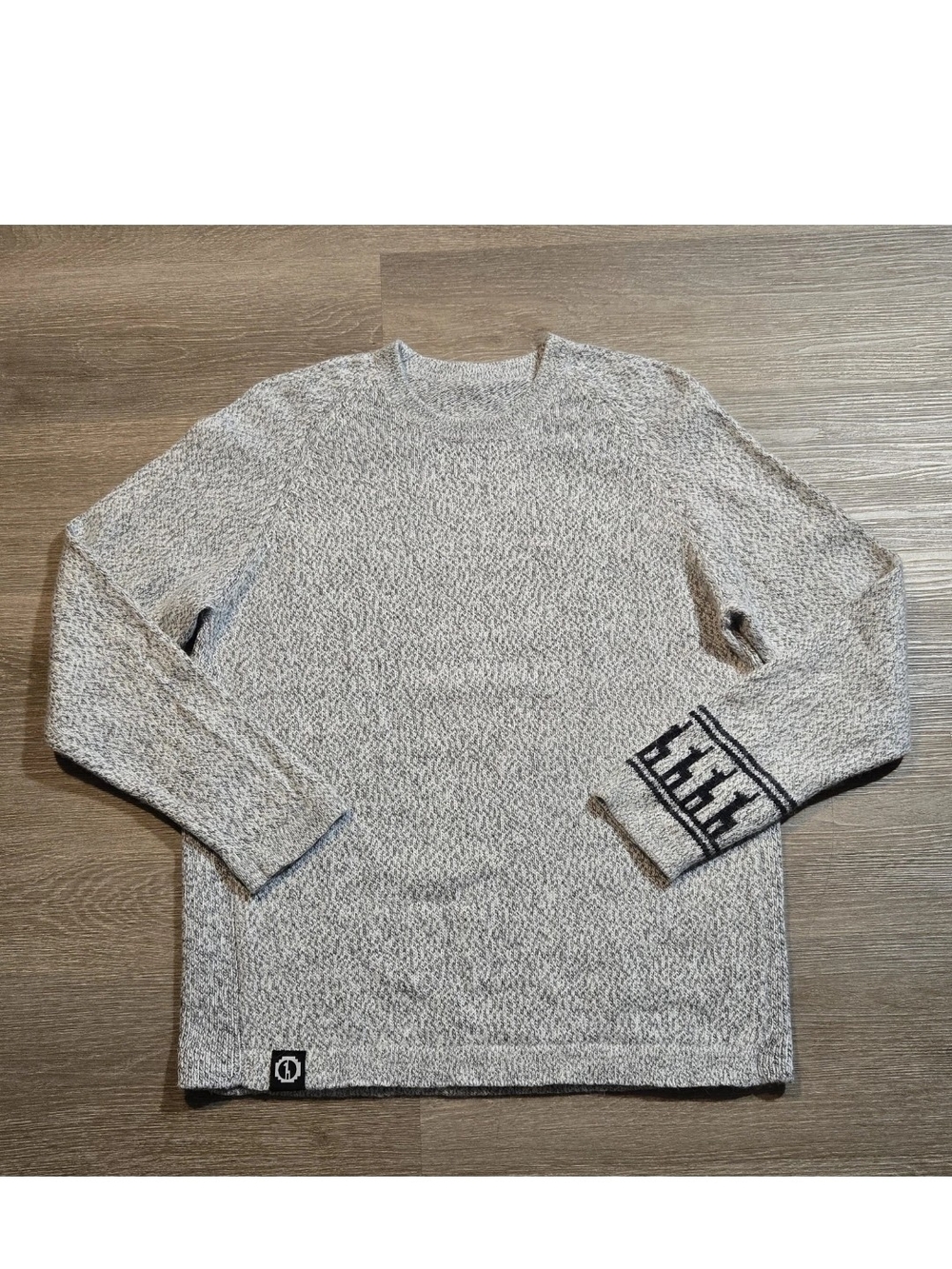 Paka The Costa Crew Neck Sweater Size Medium Royal Alpaca Merino Wool Gray White